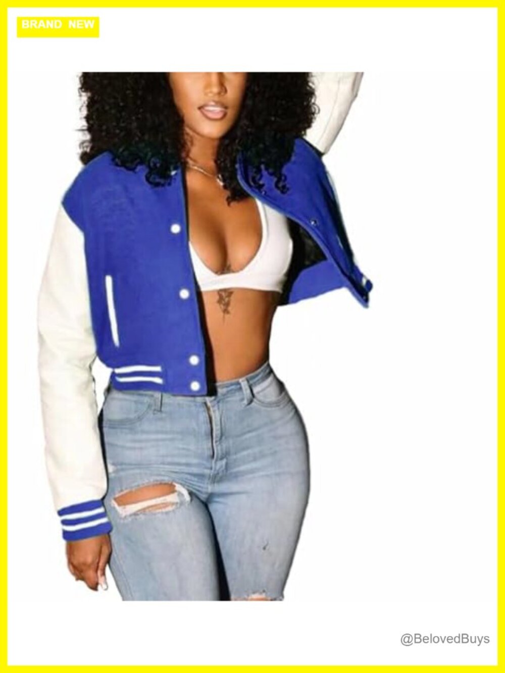 Cropped Bomber Varsity Jacket Slim Fit Button Down Lightweight Women's